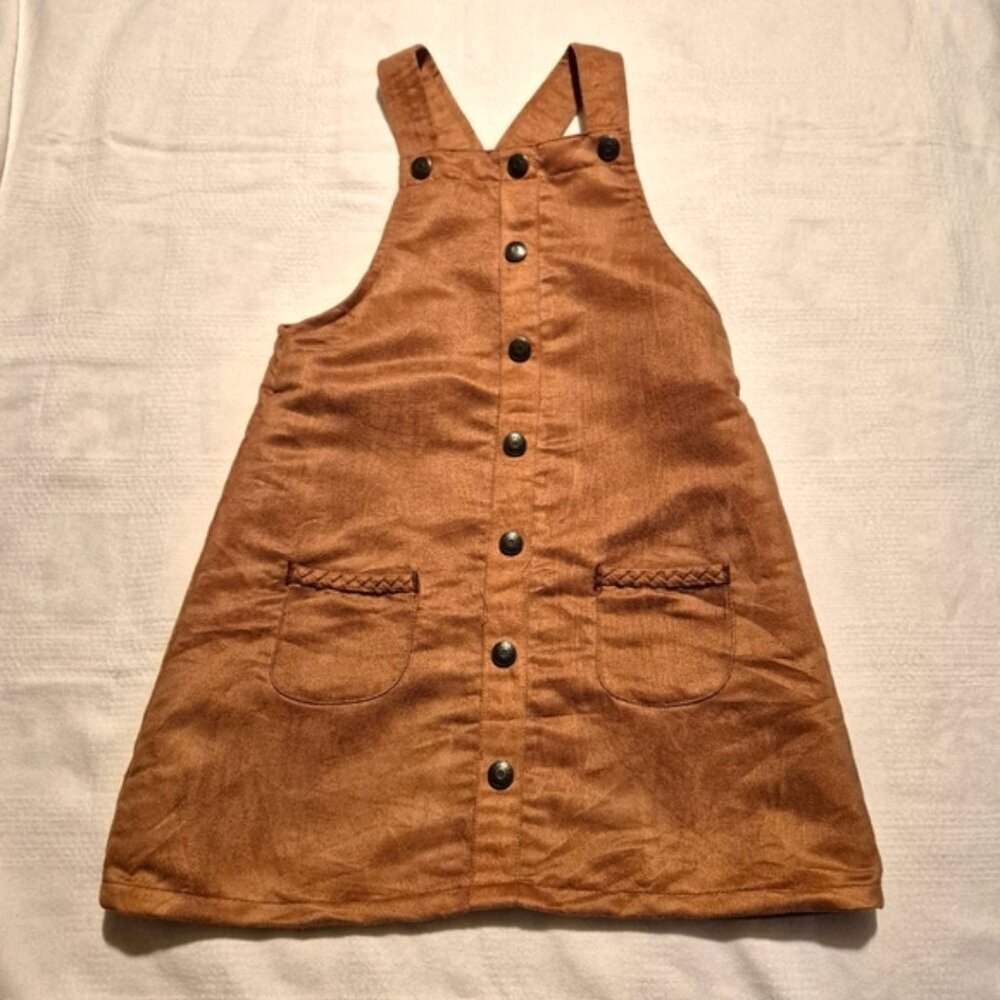 Gymboree girls size 6 adjustable shoulder strap tan jumper, front pockets EUC